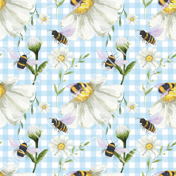 Gingham Garden Buzz Seamless