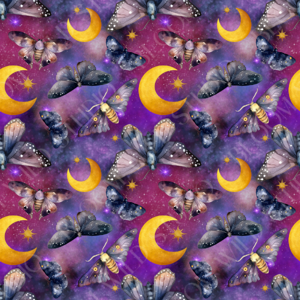 Moonlit Moths Seamless