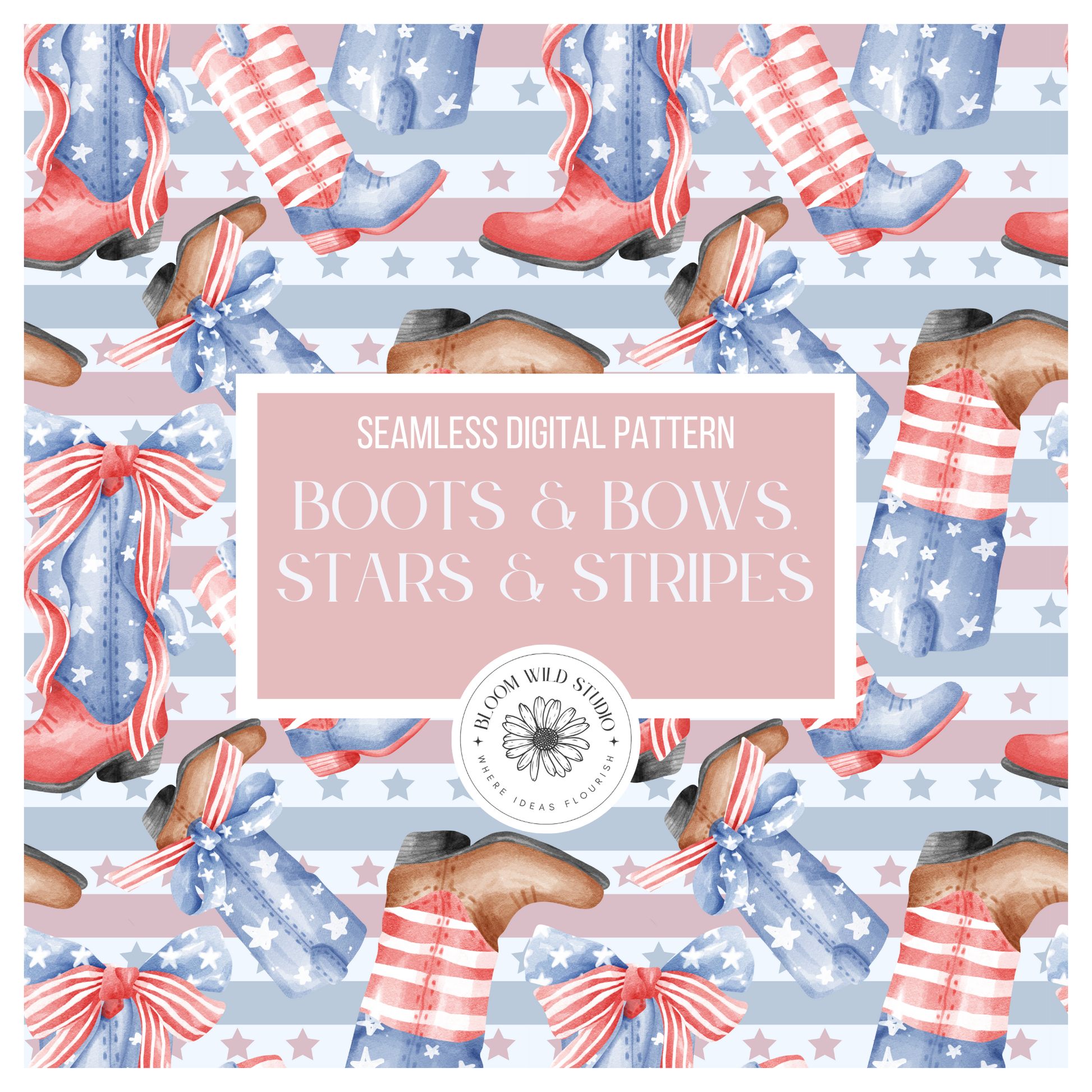 Boots & Bows, Stars & Stripes Seamless