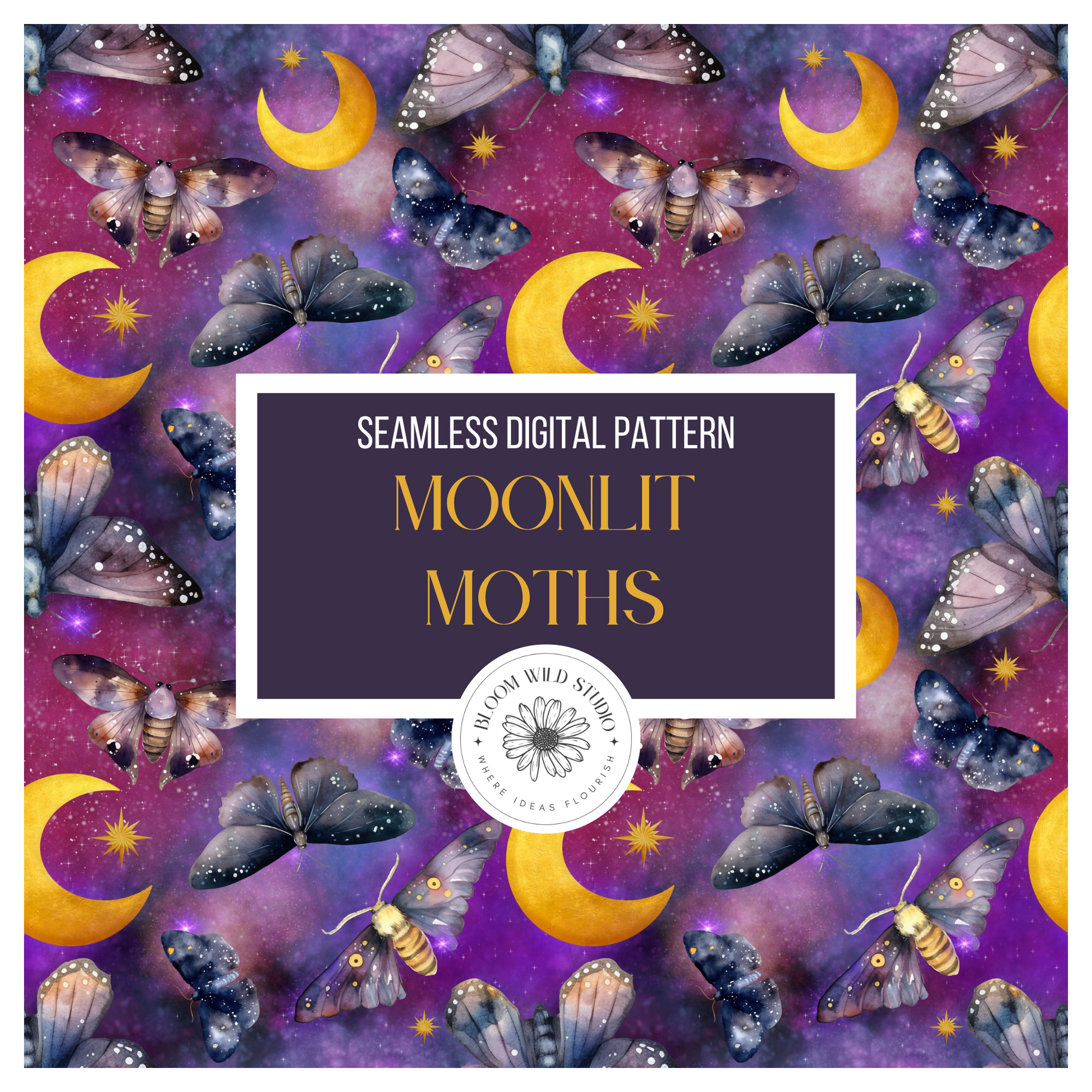 Moonlit Moths Seamless