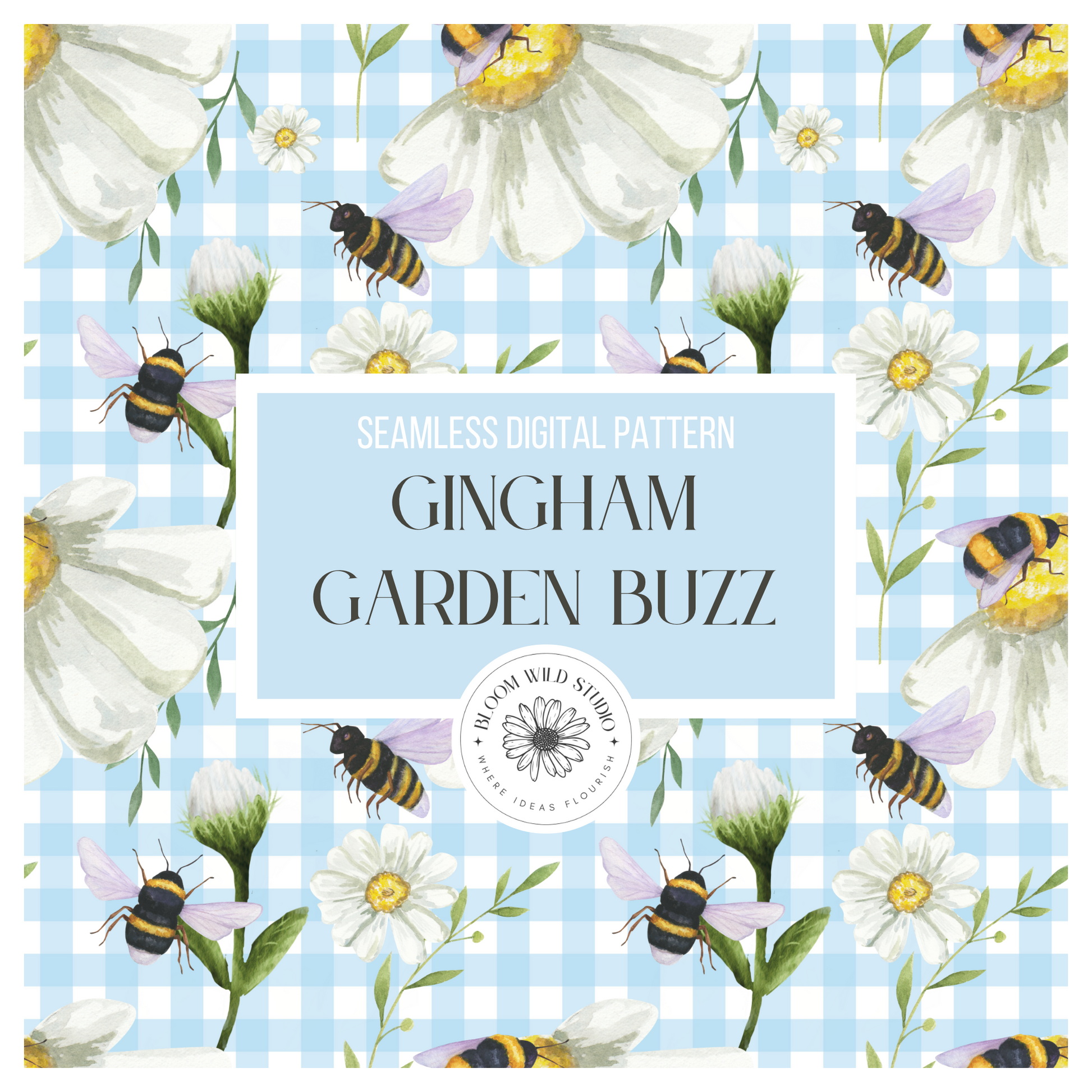 Gingham Garden Buzz Seamless