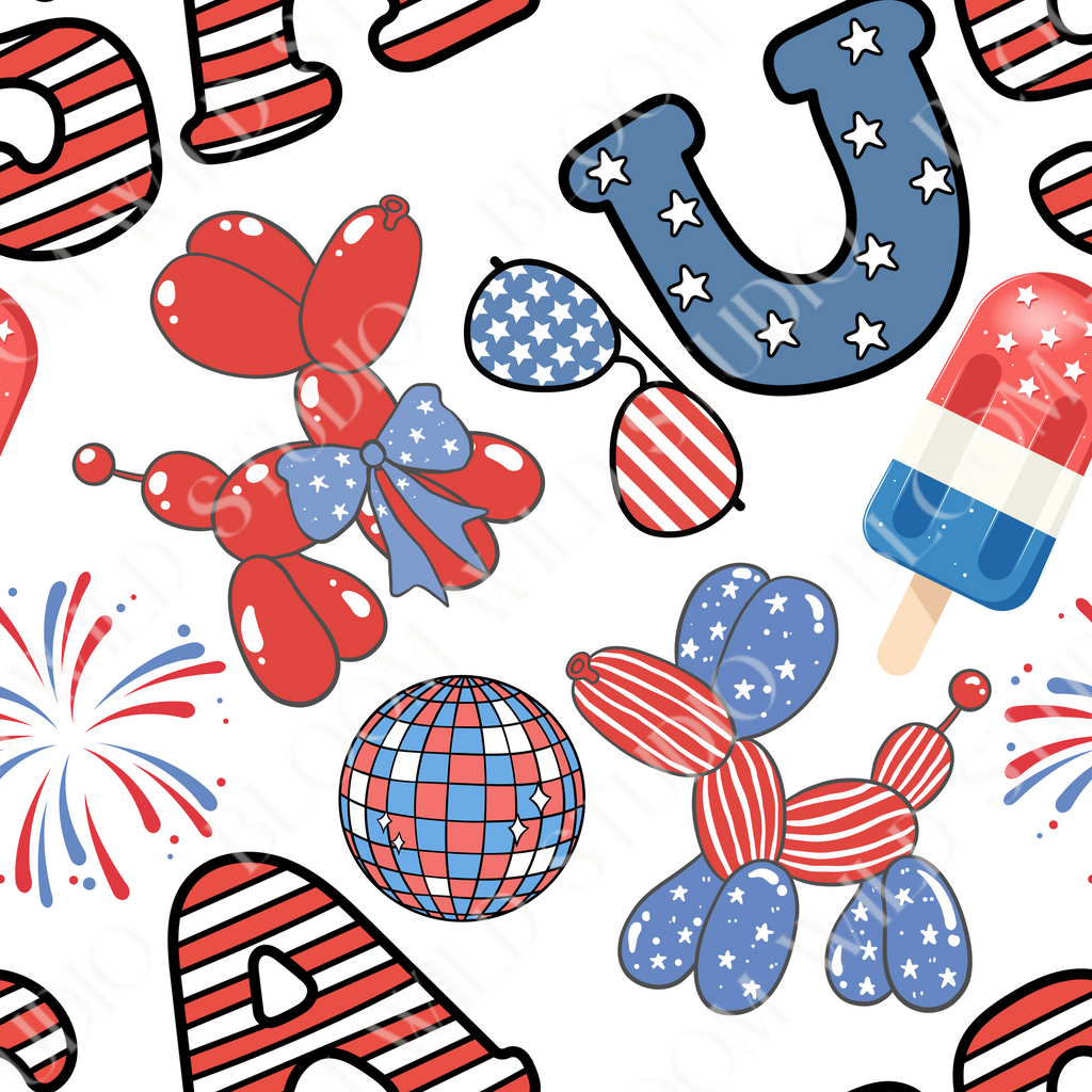 Patriotic Paws & Pops Seamless