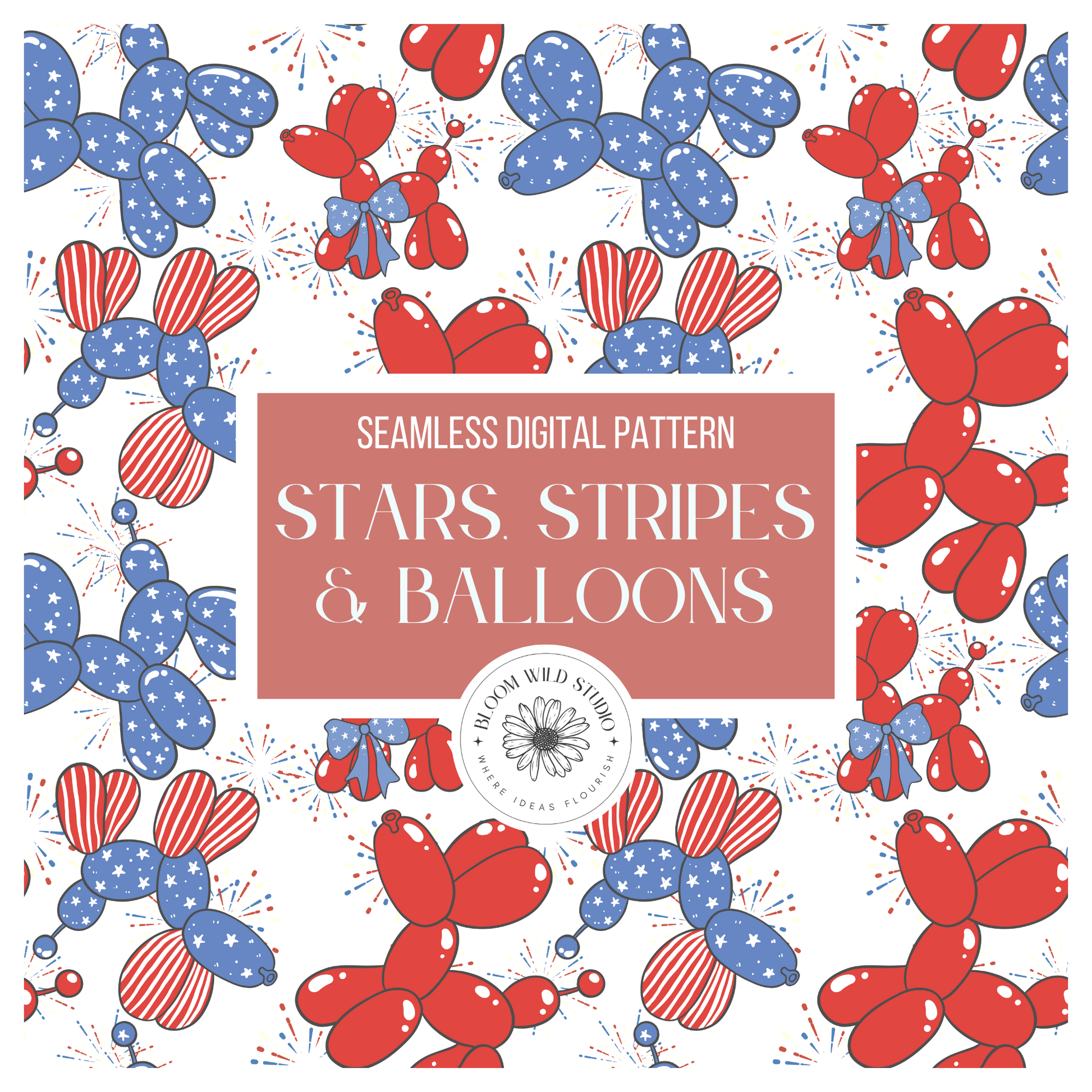 Stars, Stripes & Balloons Seamless