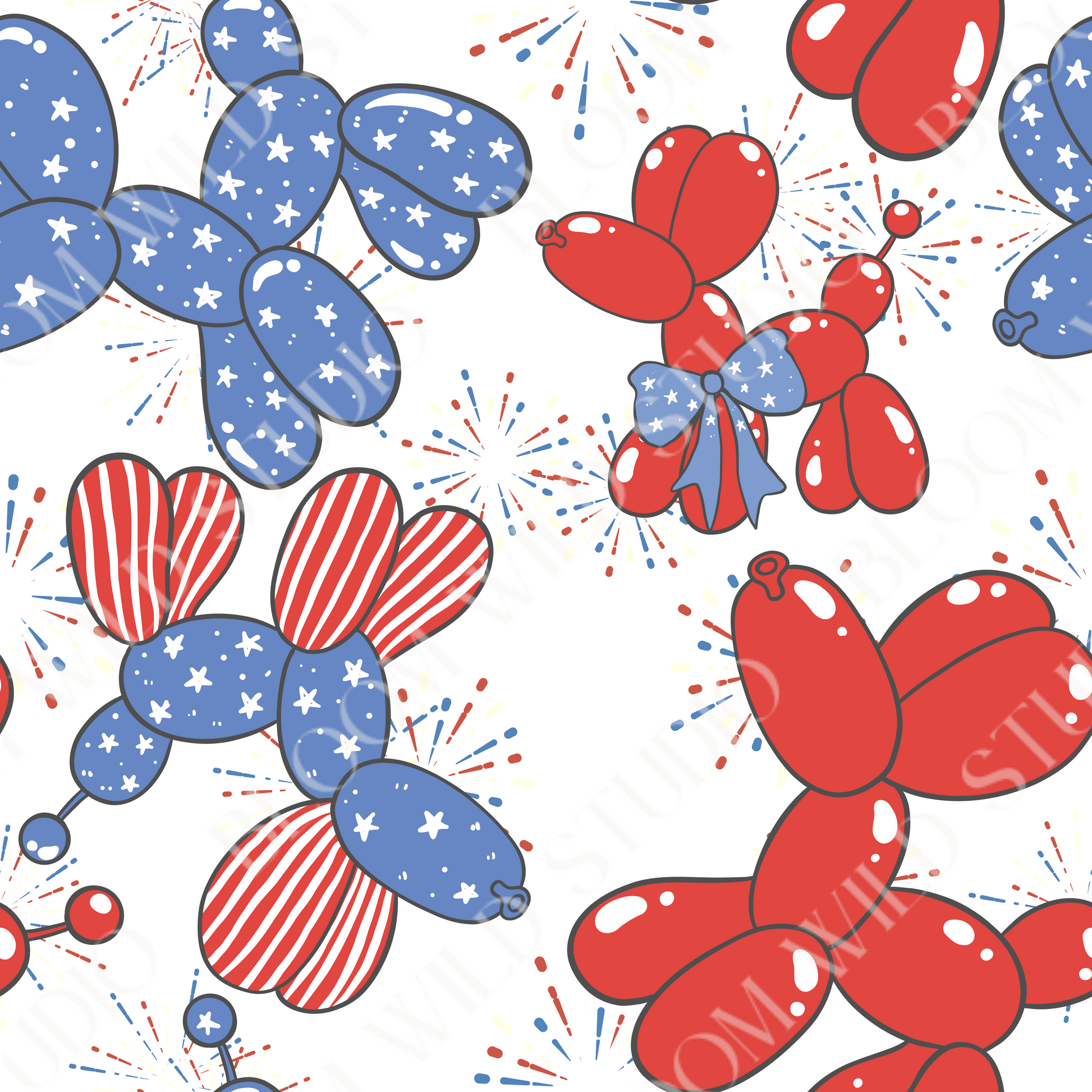 Stars, Stripes & Balloons Seamless